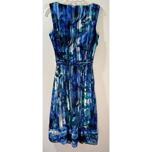 Luxe Carmen Marco Valvo fully lined blue teal sleeveless dress size 10 #40-1023 - Picture 2 of 9